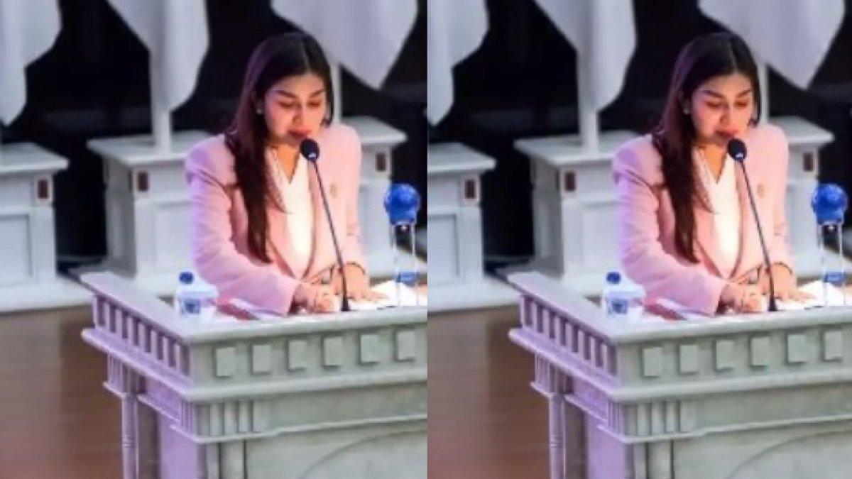 Nisya Ahmad dapat kesempatan bicara di podium