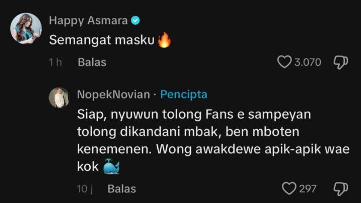 PERSETERUAN NOPEK VS HAPPY ASMARA - Nopek secara terang-terangan meminta tolong kepada Happy Asmara untuk menasihati para fansnya.