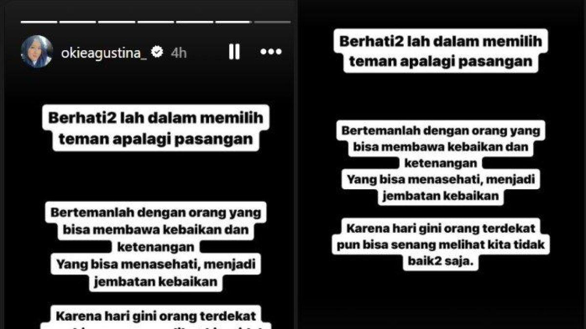 Okie Agustina tulis kata-kata bijak di tengah perseteruannya dengan Gunawan Dwi Cahyo