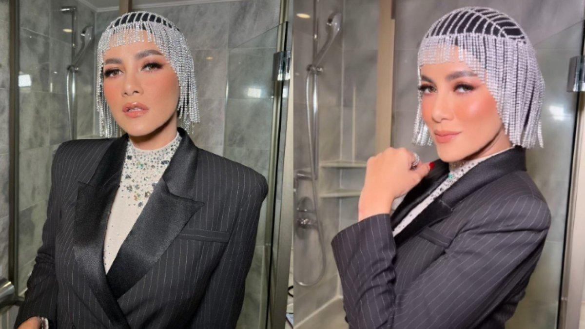 Olla Ramlan cantik kenakan blazzer di hari ulang tahunnya yang ke-44