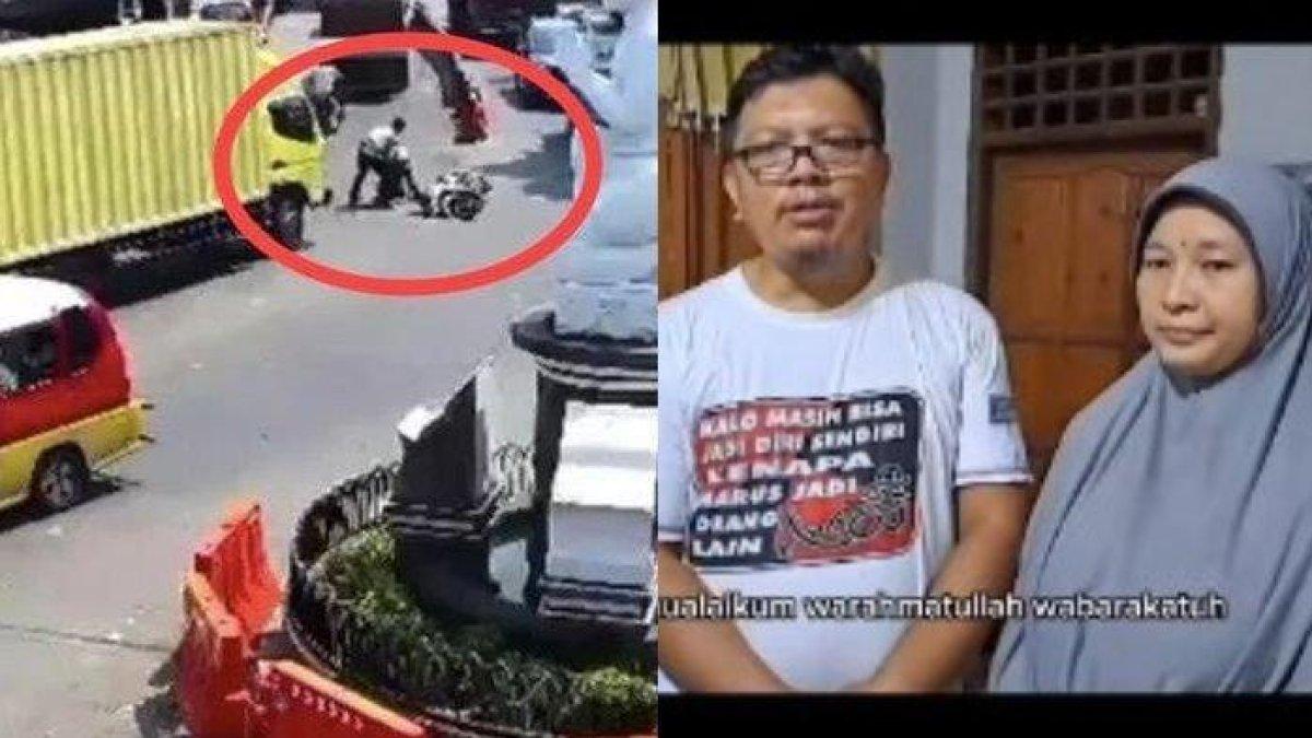Orangtua korban pengendara motor yang terlindas truk gara-gara dihentikan polisi secara tiba-tiba di Purwakarta meminta maaf, sebut tak berniat memviralkan insiden anaknya.