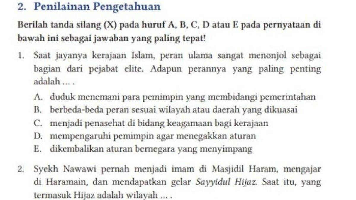Berikut kunci jawaban PAI kelas 11 halaman 170 171 172 Kurikulum Merdeka, Penilaian Pengetahuan Bab 5 bagian pilihan ganda.