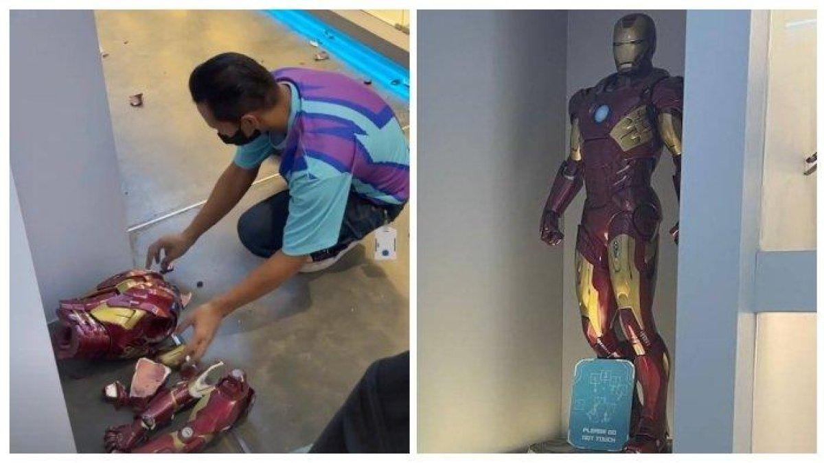 Patung Iron Man yang ada di Iconic Gelato dan Bistro Yogyakarta jatuh dan viral di media sosial