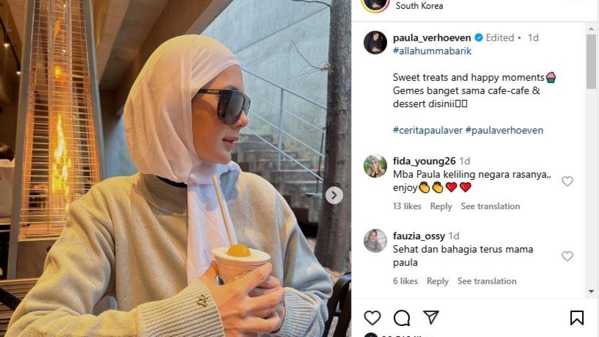 Paula terlihat mengunjungi berbagai lokasi, terutama kafe-kafe yang menawarkan kudapan manis dengan tampilan menarik.