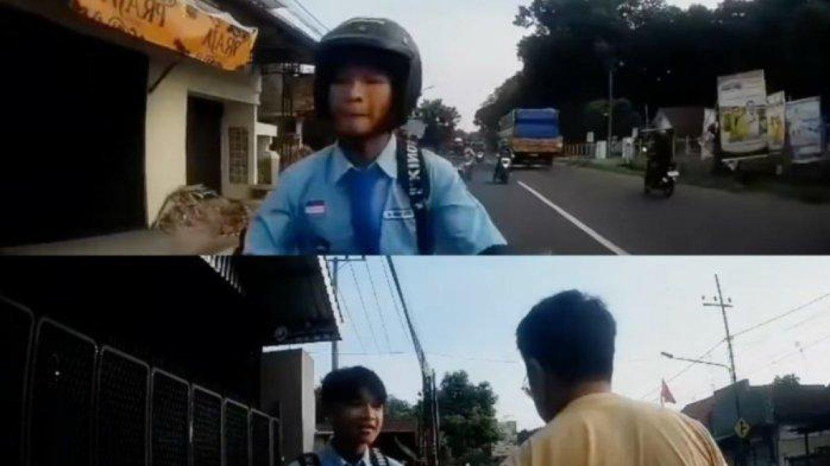 Pelajar Tabrak Mobil Terekam