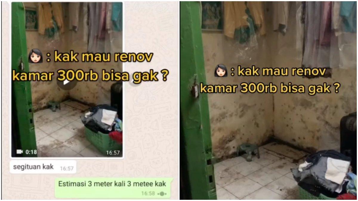 Penampakan kamar sebelum direnovasi Rp 300 ribu.