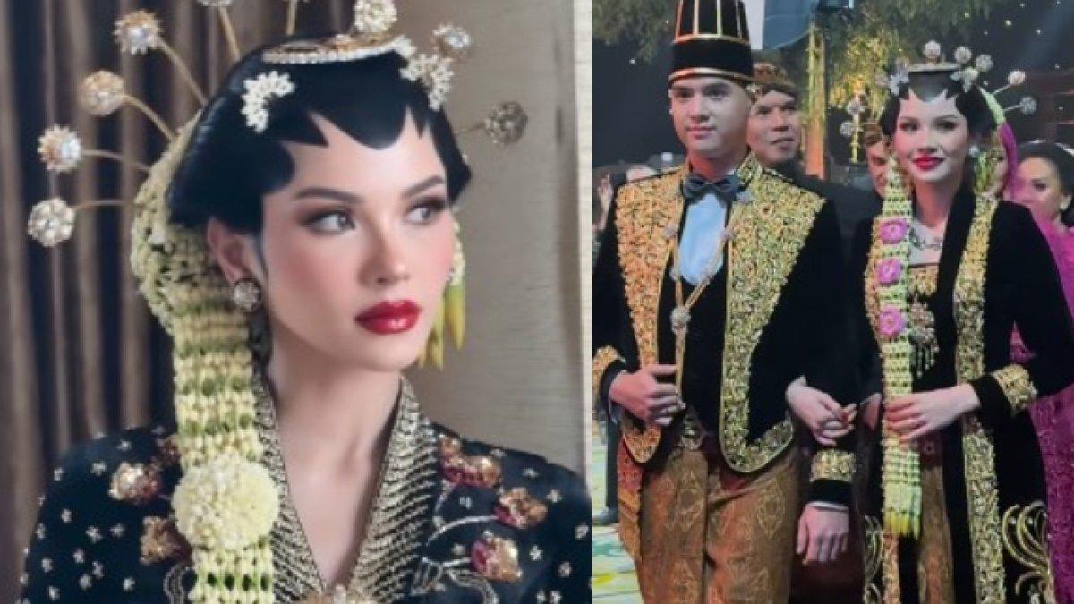 ALYSSA TAMPIL MANGLINGI - Penampilan Alyssa Daguise di acara ngunduh mantu, manglingi memakai paes solo bak puteri keraton.