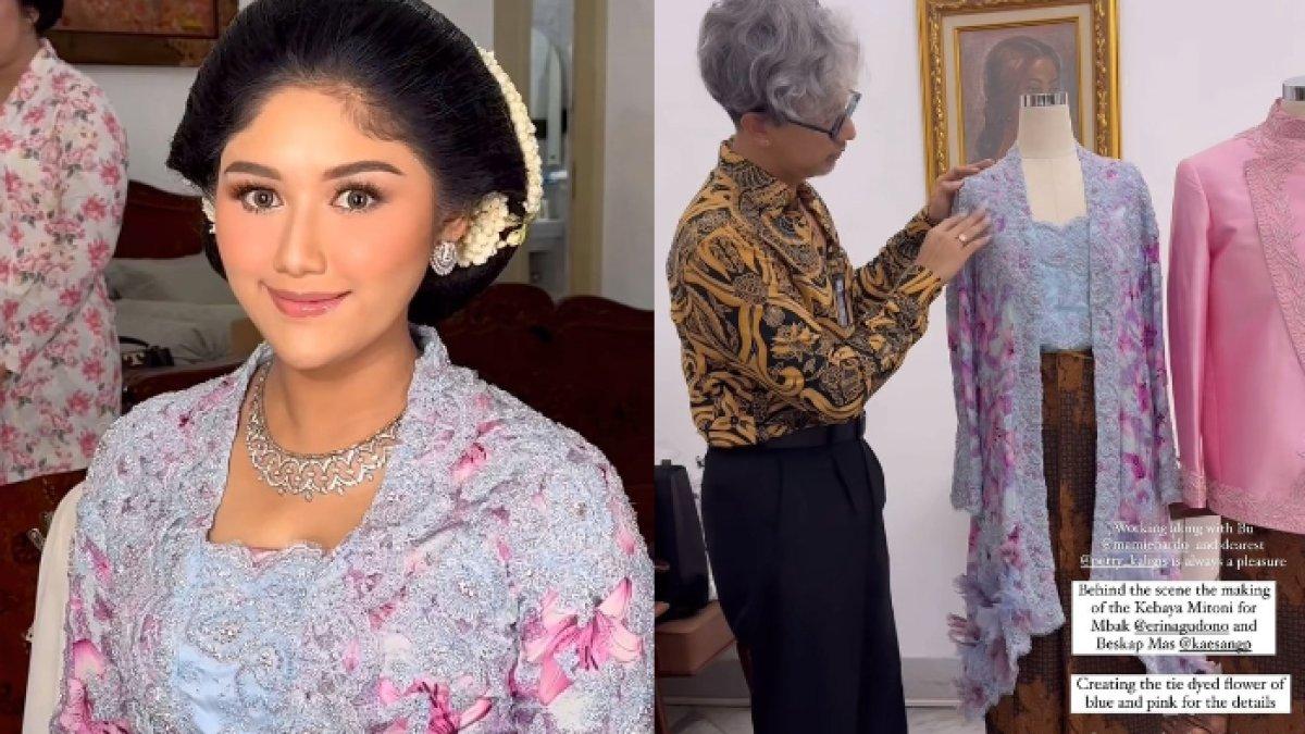Penampilan Erina Gudono di acara tasyakuran dan tingkeban 7 bulanan kehamilannya.