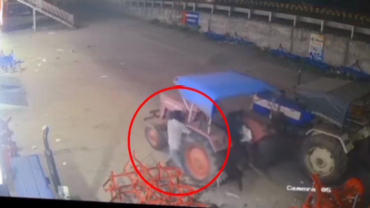 Pencuri di India terlindas traktor curiannya.