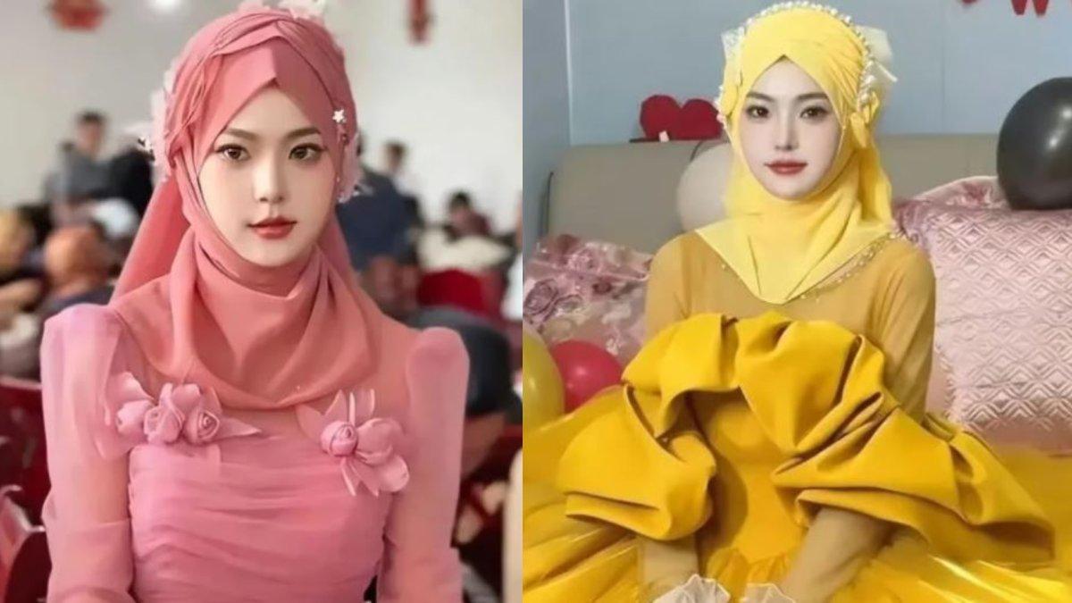 Pengantin wanita berhijab di China viral, paras cantiknya dikira hasil AI.