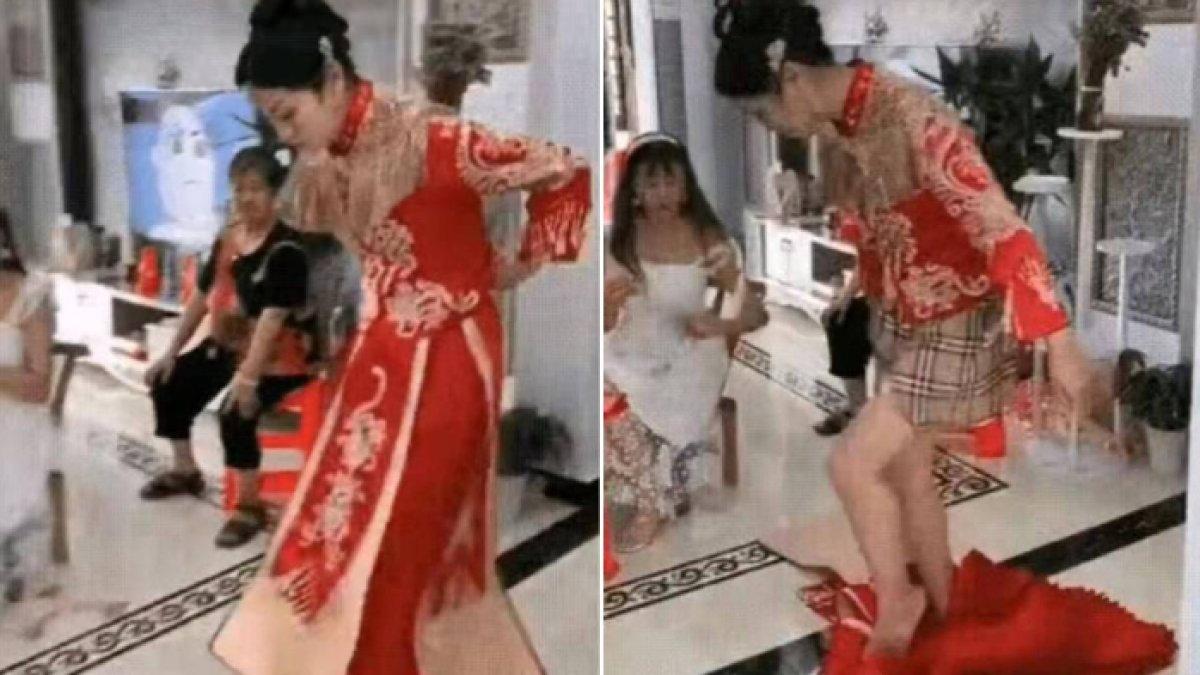 Pengantin wanita di China melepas gaun dan membatalkan pernikahan karena mertua mengejek ayahnya yang cacat.