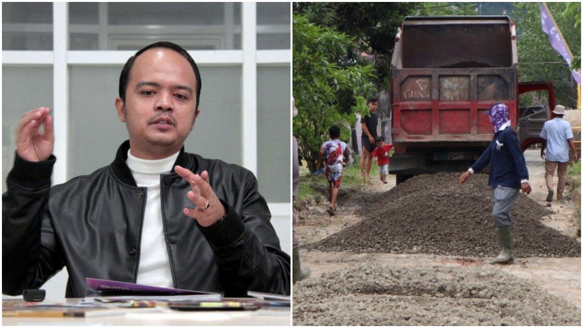 Pengusaha muda asal Kota Padang Doris Flantika rogoh kocek sendiri untuk mengaspal jalan umum