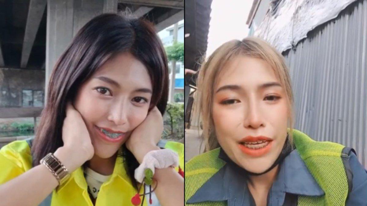 Penyapu jalanan yang memiliki penampilan cantik tersebut ternyata berasal dari Thailand.