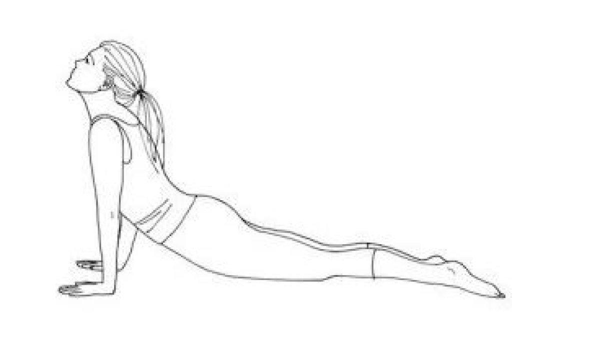 PERENGANGAN PENUH - Berbaring tengkurap dengan telapak tangan di lantai, sejajar dengan dada,Tekan tangan ke bawah dan angkat tubuh ke posisi Upward Dog , Selanjutnya, tekuk jari kaki dan dorong pinggul ke atas hingga membentuk Downward Dog, Ulangi gerakan ini dengan pernapasan yang teratur.
