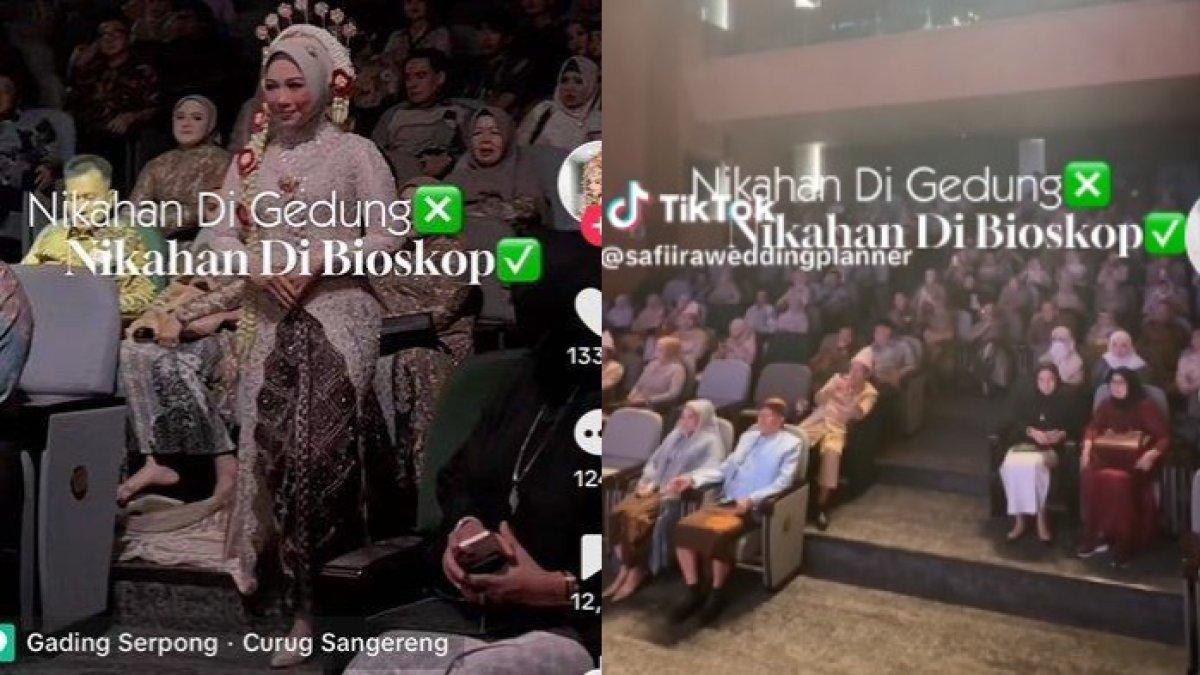 Pernikaha ala bioskop di Tangerang, ada layar besar hingga tamu duduk di kursi penonton