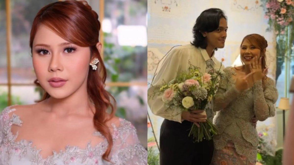 NADIN AMIZAH LAMARAN - Pesona Nadin Amizah saat dilamar Faishal Tanjung. Cantik kenakan kebaya nude dengan riasan flawless memesona.