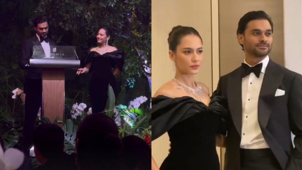 Pevita Pearce dan Mirzan Meer memilih busana hitam di look kedua.