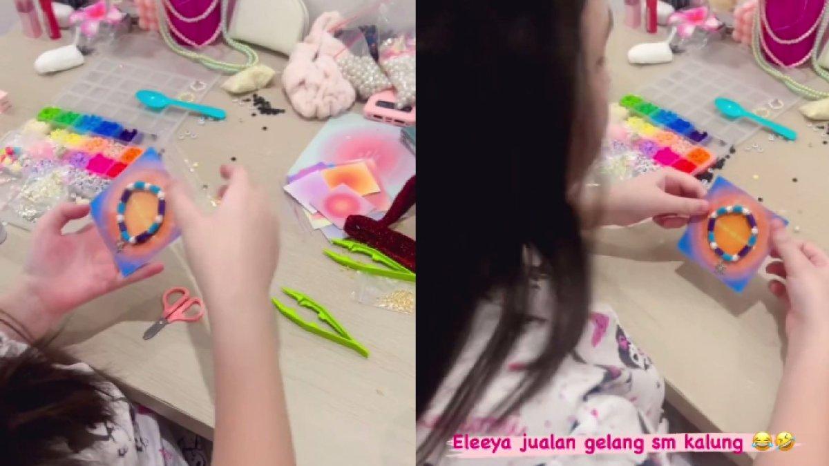 Potret Eleeya anak Celine Evangelista jualan gelang di sekolah