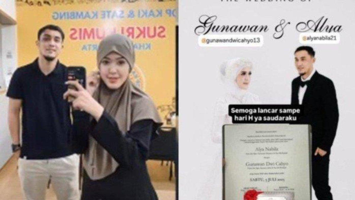 GUNAWAN BAKAL MENIKAH - Potret Gunawan Dwi Cahyo bersama Alya Nabila yang dikabarkan bakal menikah. Keduanya diisukan akan menikah pada 5 Juli 2025.