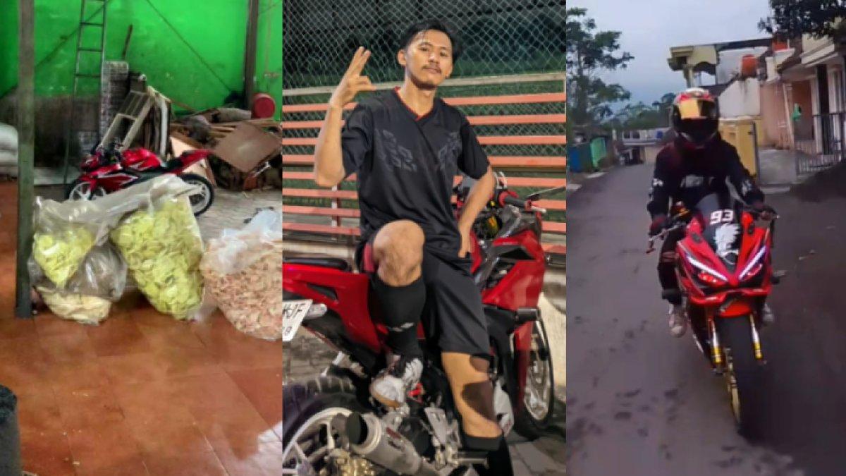 Jeni Nugraha, penggoreng kerupuk viral kini punya motor mewah.