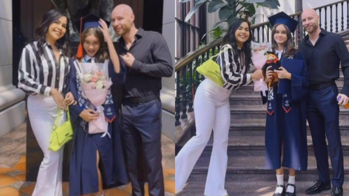 Potret Melaney Ricardo dan Tyson Lynch di momen wisuda anak