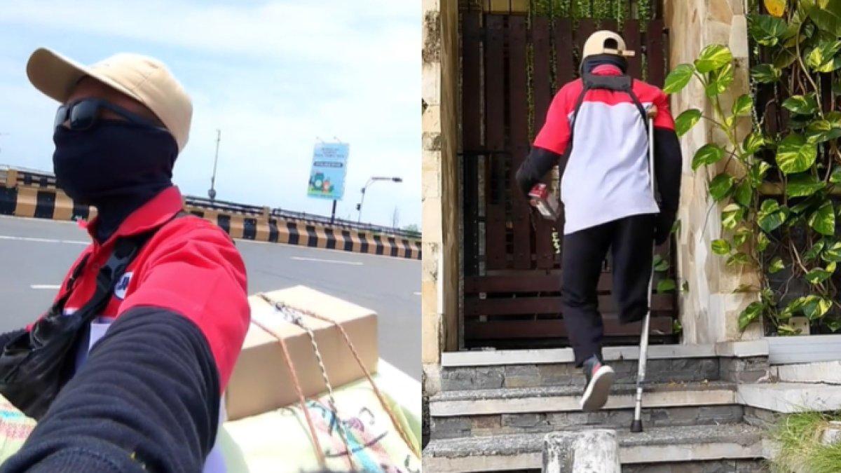 Potret Sirilus Siko saat mengantar paket