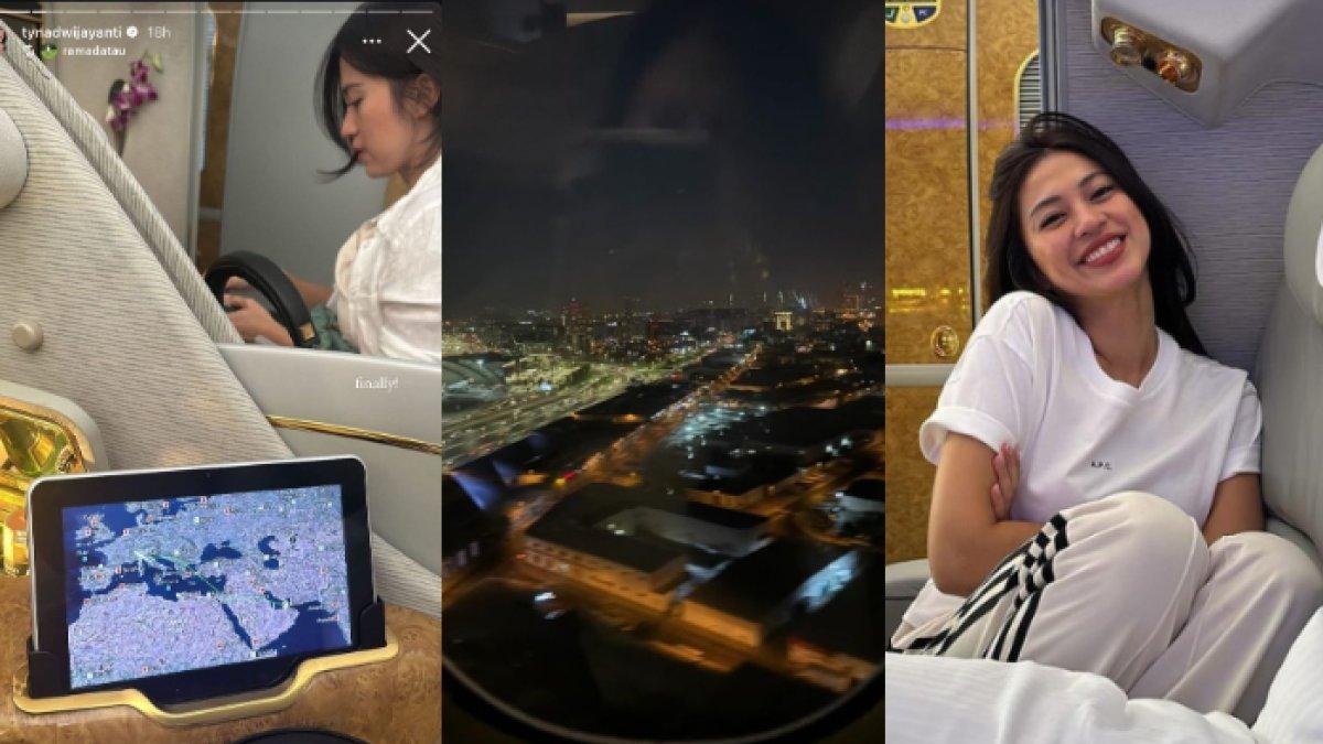 Potret Tyna Dwi Jayanti dan Rama Datau di pesawat