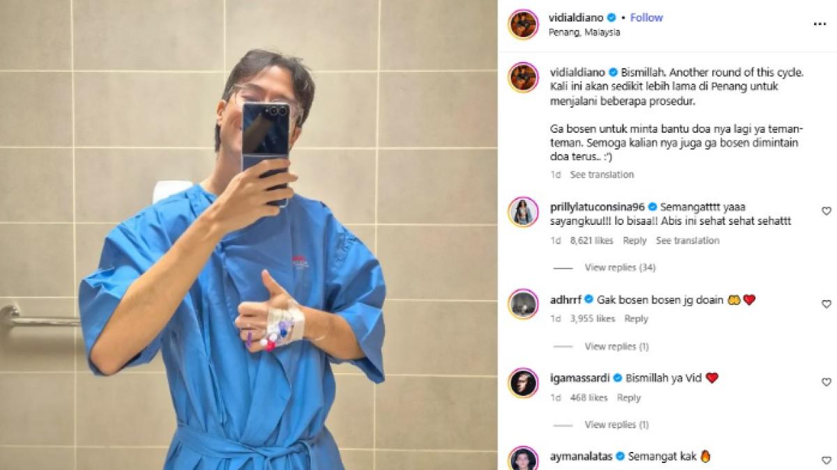 VIDI JALANI KEMOTERAPI - Potret Vidi Aldiano jalani kemoterapi untuk mengobati kanker yang dideritanya ke Penang, Malaysia.