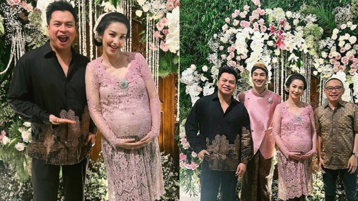 Potret acara 7 bulanan kehamilan Velove Vexia..