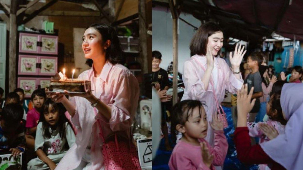 Potret acara tiup lilin di ultah Febby Rastanty