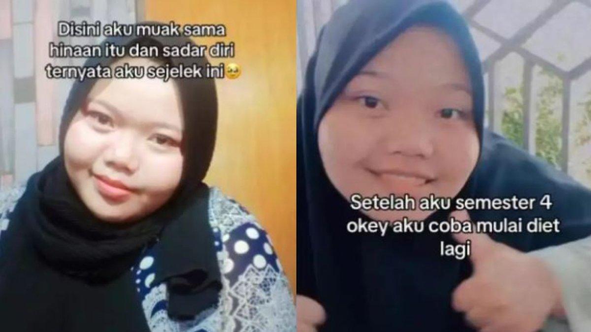 Potret pengguna TikTok bernama @isatanrodiah sebelum jalani diet