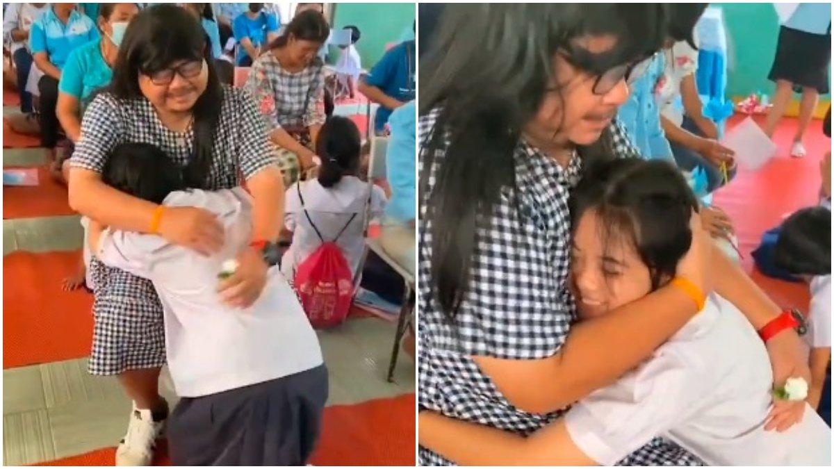 Prachya seorang ayah berdandan ala emak-emak saat datang di acara hari ibu sekolahan anaknya.