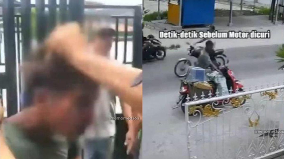 Pria dihajar massa usai ketahuan mencuri sepeda motor milik kurir paketan di Asahan