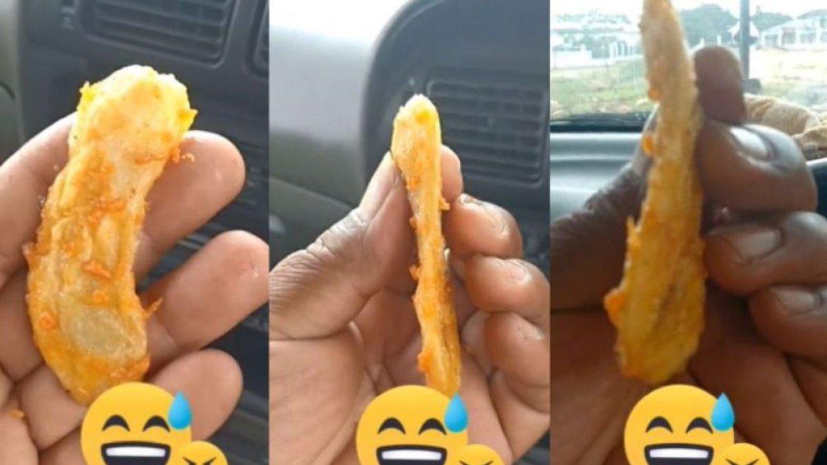 Pria kecewa saat membeli pisang goreng dengan ukuran sangat tipis