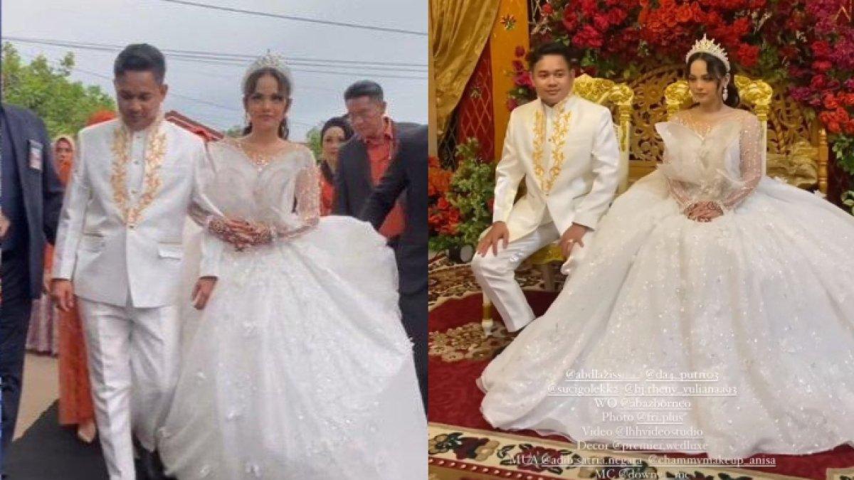 Putri Isnari dan suaminya dirias ala princess dari negeri dongeng.
