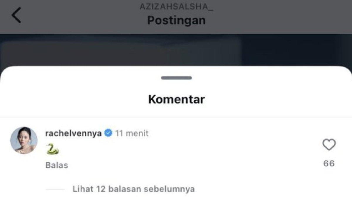Rachel Vennya kepergok meninggalkan emoji ular di unggahan Instagram milik Azizah Salsha.