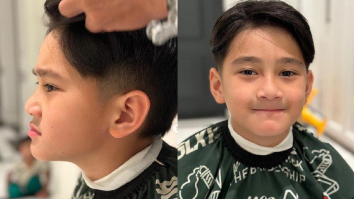 Rafathar anteng saat rambutnya dicukur