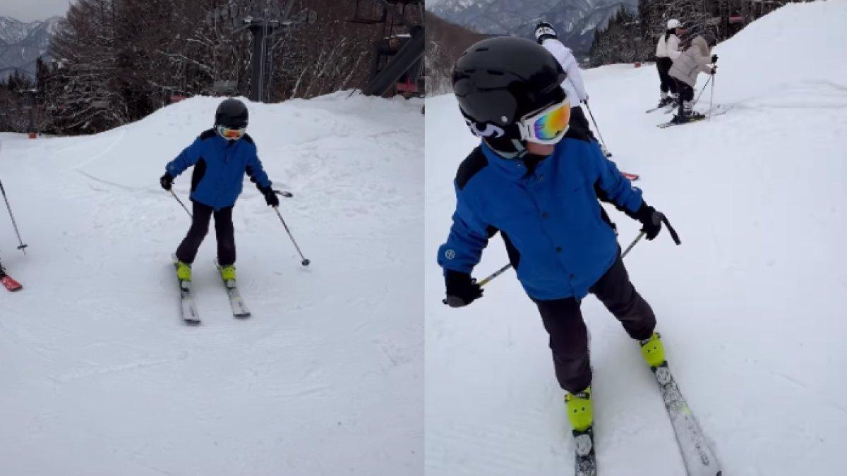 Rafathar sudah bisa bermain ski