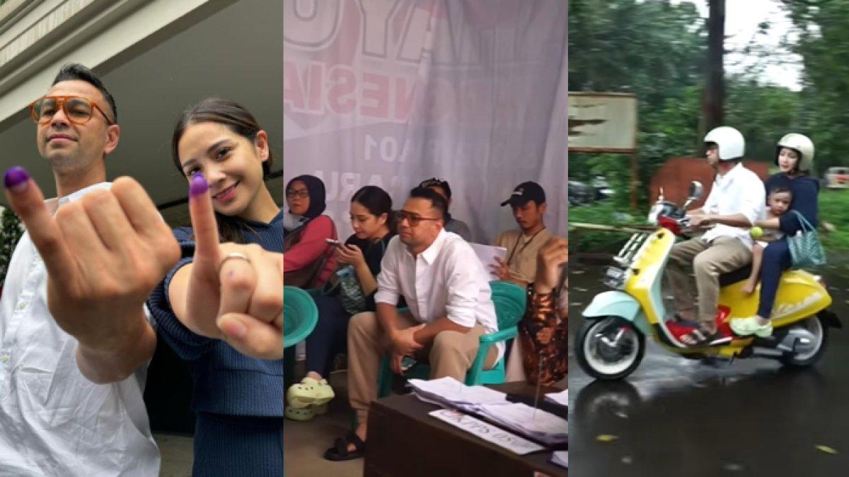 Raffi Ahmad dan Nagita Slavina naik motor vespa menuju TPS