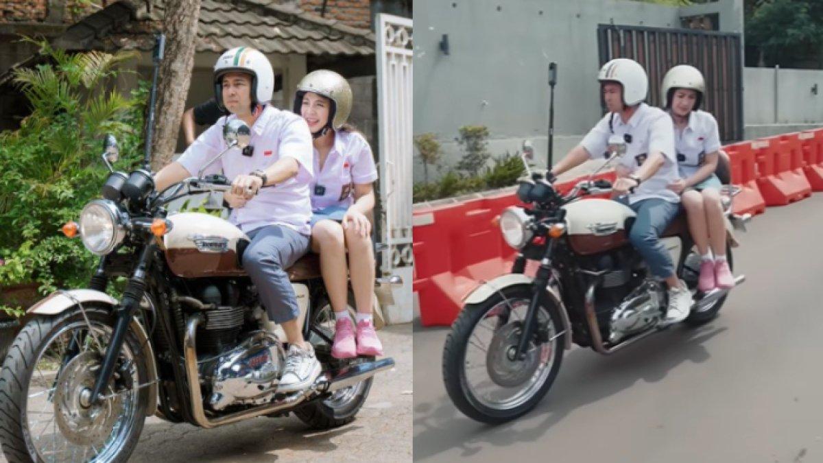 Raffi Ahmad dan Nagita Slavina naik motor
