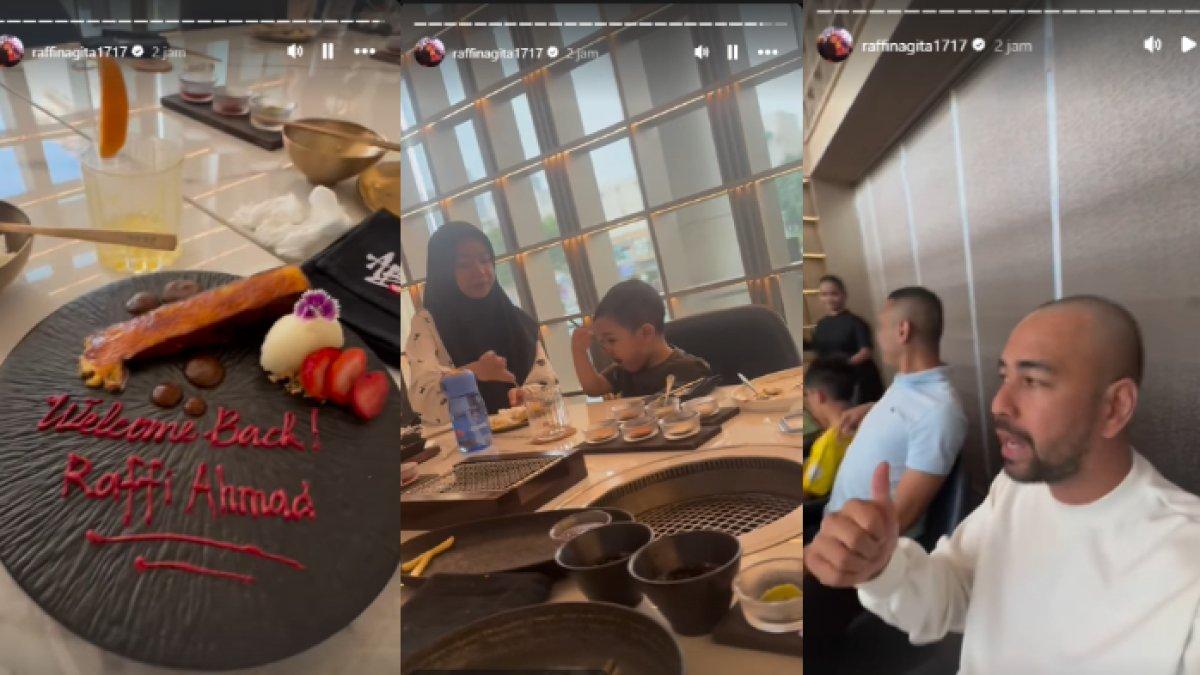 Raffi Ahmad dan Nagita menikmati hari pertama di Tanah Air setelah berhaji dengan makan bersama anak-anak.