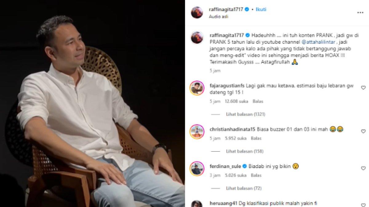 Raffi Ahmad meluruskan video dirinya ditangkap merupakan konten prank