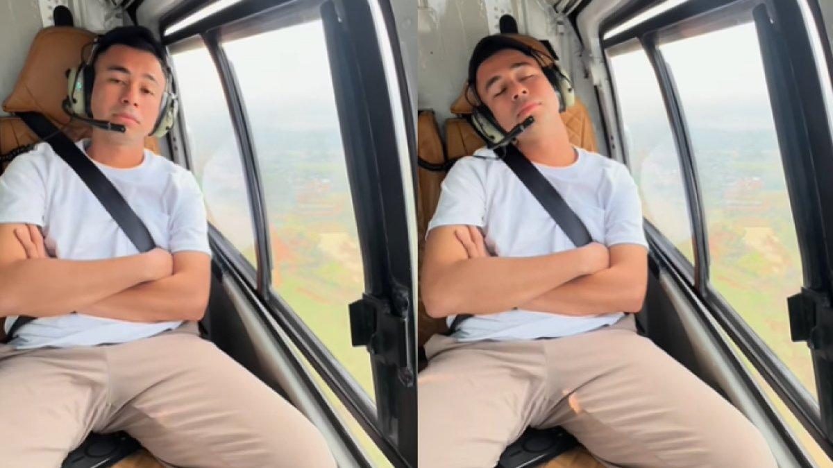 Raffi Ahmad menggunakan helikopter untuk sampai ke lokasi kampanye