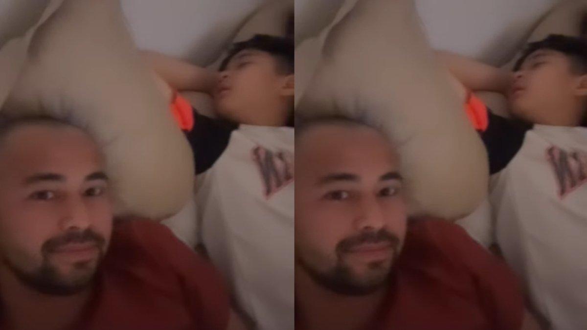 Raffi Ahmad tidur di samping sang putra sulung, Rafathar