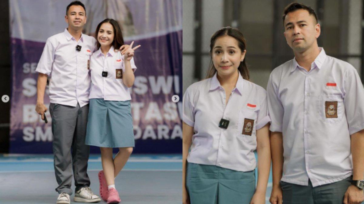 Raffi dan Nagita memakai seragam putih abu-abu layaknya anak SMA