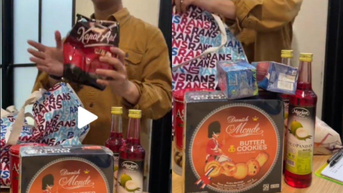 Raffi Ahmad dan Nagita Slavina memberikan kopi dan teh (TikTok/hanmiga_)