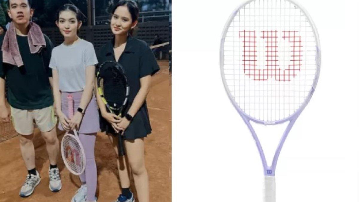 RAKET TENIS MAHAL -  Penampakan raket tenis yang dipegang Selvi Ananda saat olahraga, ternyata harganya fantastis, capai jutaan rupiah.