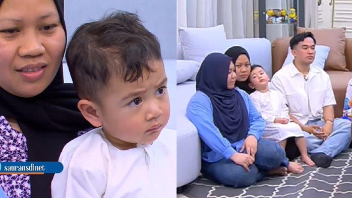 Rayyanza bersandar di pangkuan Sus Rini saat live program sahur