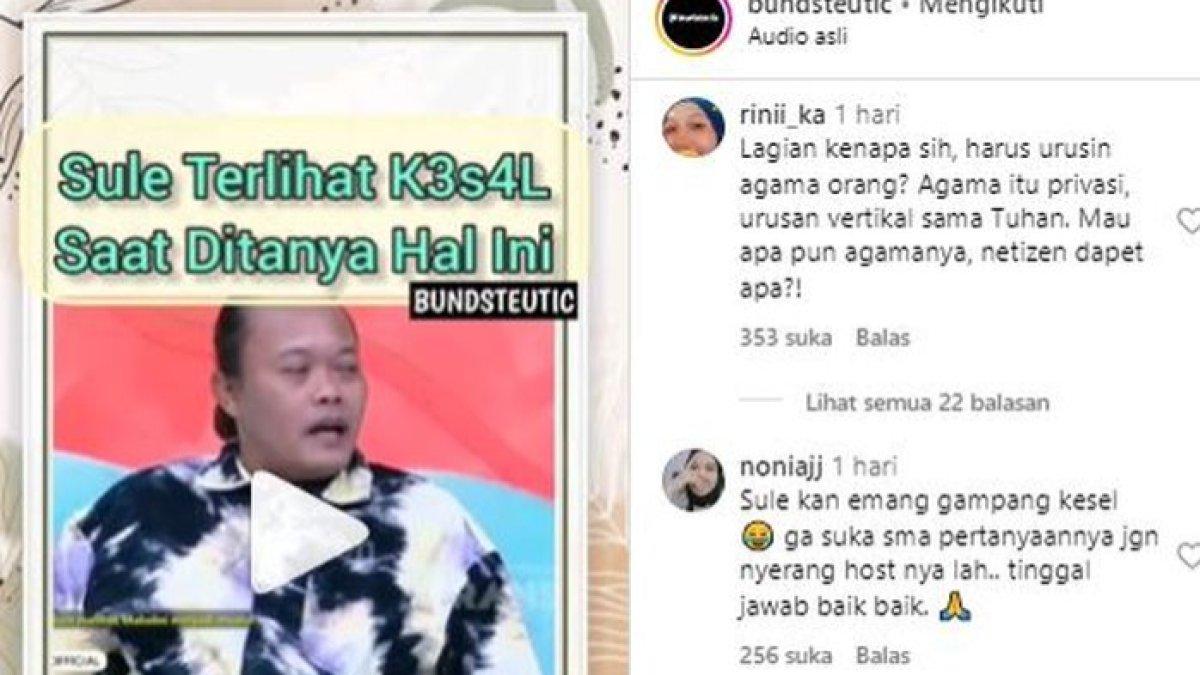 Reaksi Sule saat disinggung perbedaan keyakinan Rizky Febian dan Mahalini