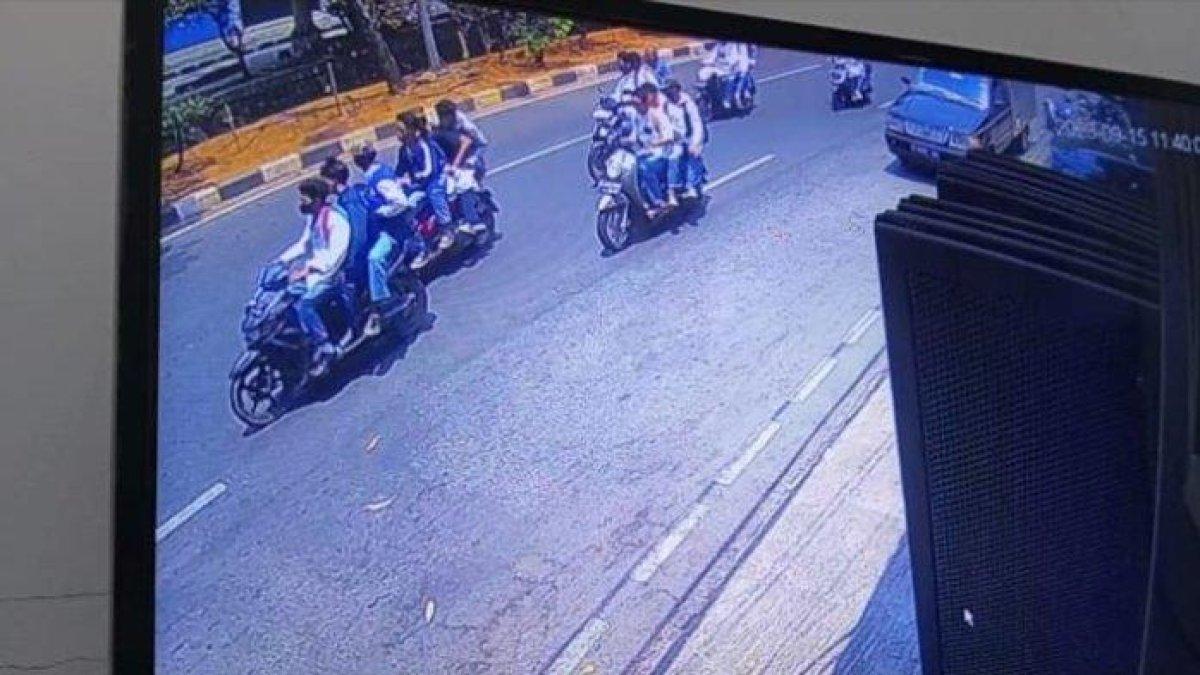 Rekaman CCTV para pelajar SMK yang menamakan diri sebagai BATHRIX PUTRA konvoi di Tambora, Jakarta Barat.